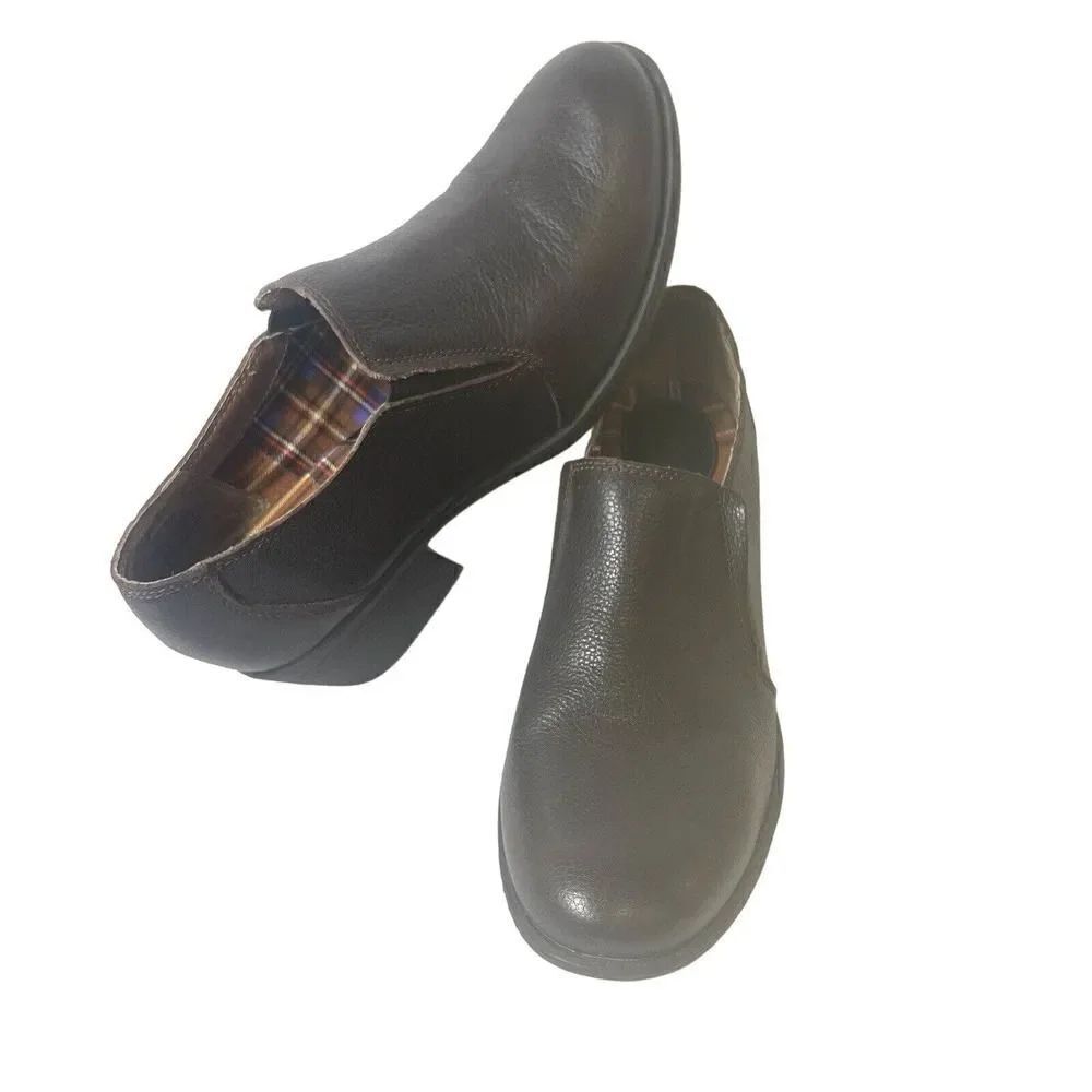 BOC Born Brown Leather Block Heel Slip On Pump Womens Size 10 M Shoes